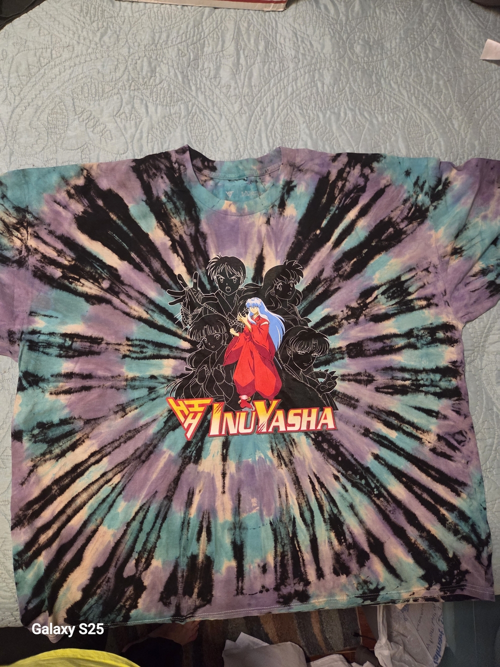InuYasha Tie-Dye Graphic Tee - Purple, Teal, Black
